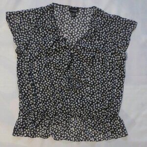LANE BRYANT womens BLOUSE shirt TOP black WHITE sheer LIGHTWEIGHT SIZE 18/20